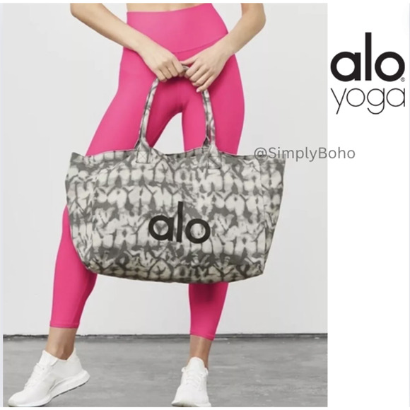 ALO gray canvas tote bag - Gym Overnight Bag - XLarge - Tiedye Grey Tote… - Picture 4 of 13